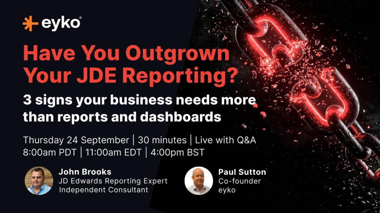 Have You Outgrown Your JDE Reporting? webinar cover